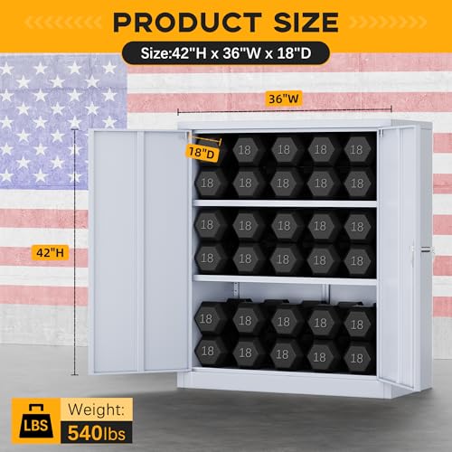Greenvelly Metal Storage Cabinet, 72" Black Locking Storage Cabinets with Doors and 4 Shelves, Metal Cabinet for Garage Home Office, Classroom