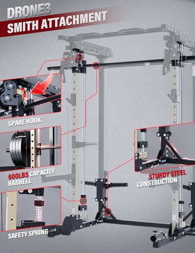 Major Fitness Drone3 Smith△ Machine – All-in-One Home Gym Squat Rack with Weight Bar