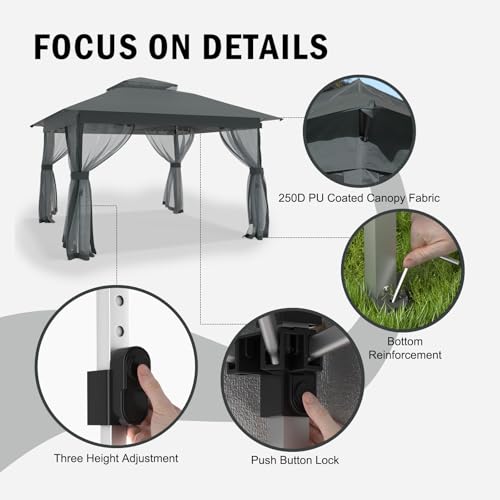 Outdoor Pop Up Gazebo 10x10 - Instant Canopy Tent with Mosquito Nettings