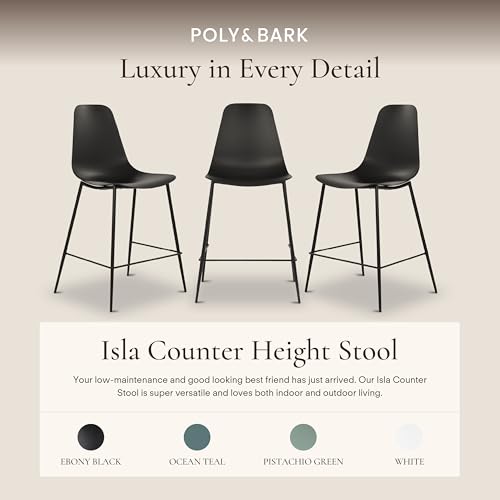 POLY & BARK Isla Modern Kitchen Chairs Set of 4 - Plastic Dining Chair with Metal Legs