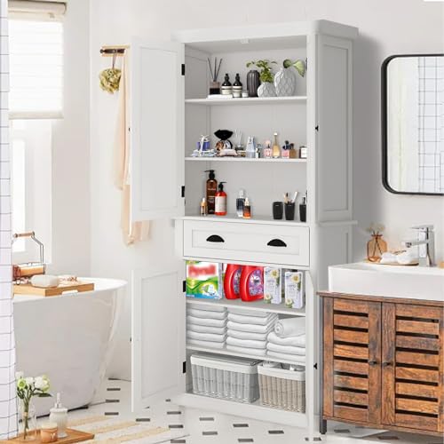 72" Kitchen Pantry Storage Cabinet Kitchen Cupboard with 4 Doors (2Doors with Racks),1 Drawer