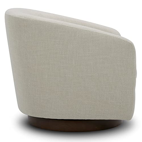 CHITA Swivel Accent Chair, FSC Certified Upholstered Fabric Barrel Chair for Living Room, Fully Assembled, Flax Beige