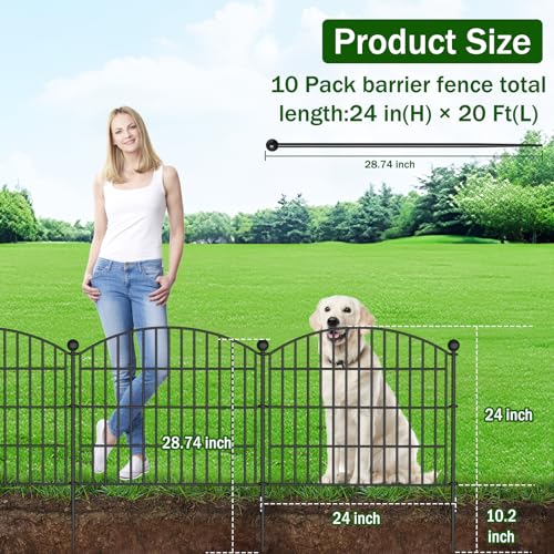 10 Panels No Dig Decorative Garden Fence - 40 in (H) x 23.6 ft (L)
