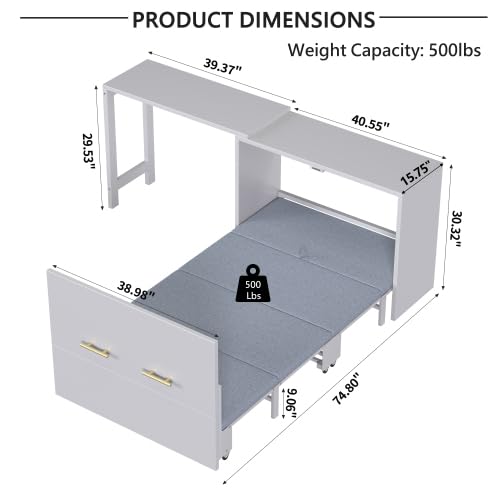 Ball & Cast Queen Size Murphy Bed Hideaway Wall Chest with Top Shelves & USB,Storage Cabinet Bed Frame w/Slat Support