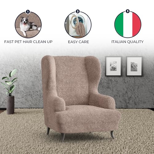 PAULATO BY GA.I.CO. Wingback chair slipcover - High Back Chair Slipcovers - Armchair Cover - 1-Piece Form Fit Stretch Furniture Protector