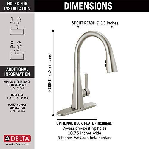Delta 19802Z-Dst Lenta Single-Handle Pull-Down Kitchen Faucet - SpotShield Stainless, Silver
