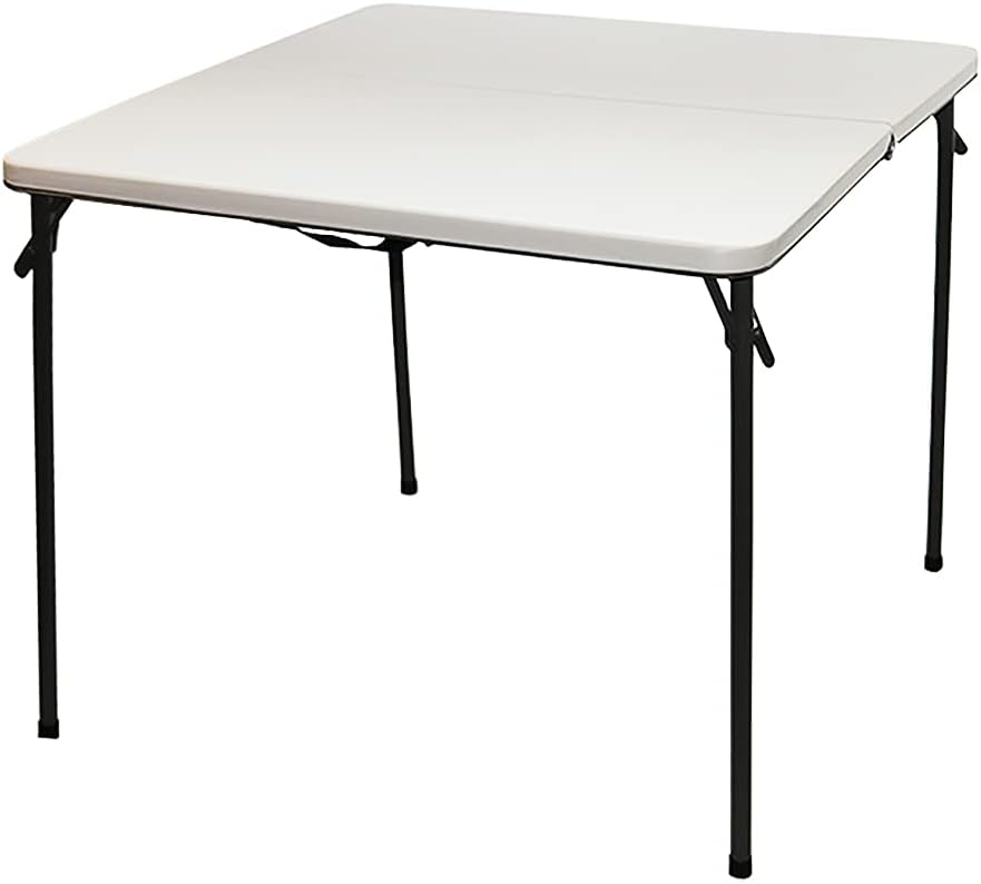 Nclybliy 38'' Folding Card Table Square,Portable Folding Camping Table for Outdoor Indoor Easy Clean,White