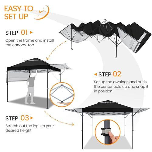 Yaheetech 10x17ft Pop Up Canopy with Awnings, 2-Tier Outdoor Canopy Tent, Heavy Duty Instant Shelter with Ventilation