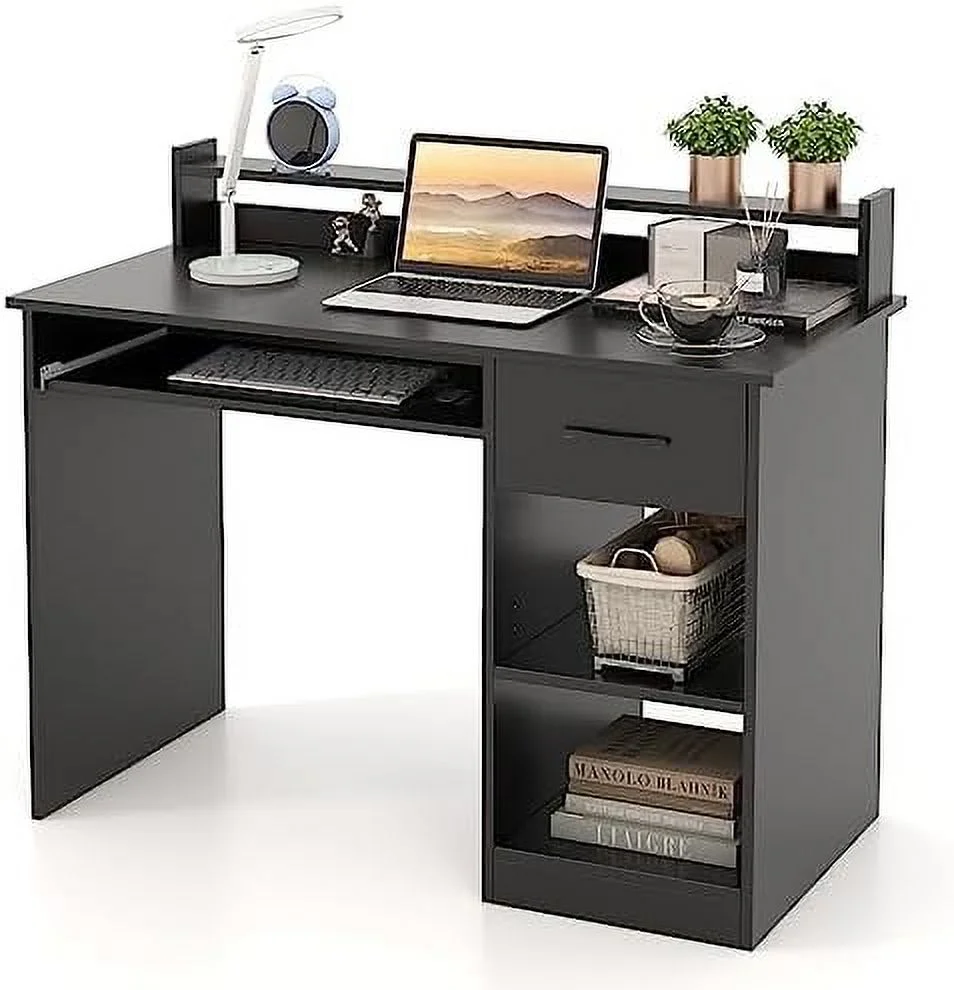 CCBIUOMBO Computer Desk  Office Desk with Drawers  Hutch  Keyboard Tray &amp