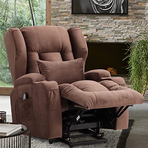 Big Lift Chairs Recliners for Elderly with Massage and Heating, Overstuffed Power Lift Recliner Chair, PU Leather Lazy Sofa Chairs for Living Room