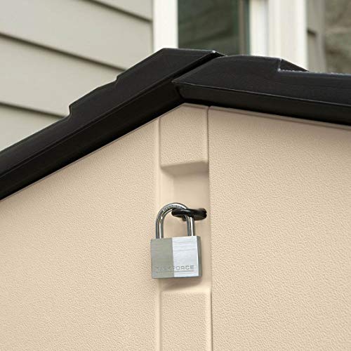 Rubbermaid Slide-Lid Resin Outdoor Storage Shed (5 x 6.5 Ft),Weather Resistant, Beige/Brown