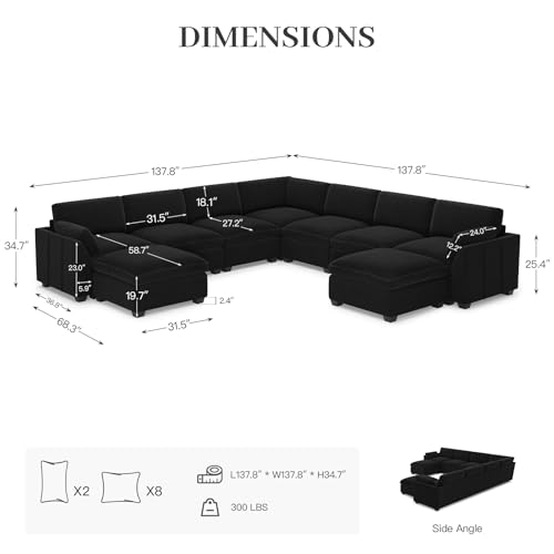Belffin Extra Large Modular Sectional Sofa,106.3" 4-Seater L Shaped Couch,Velvet Convertible Sectional Couches for Living Room