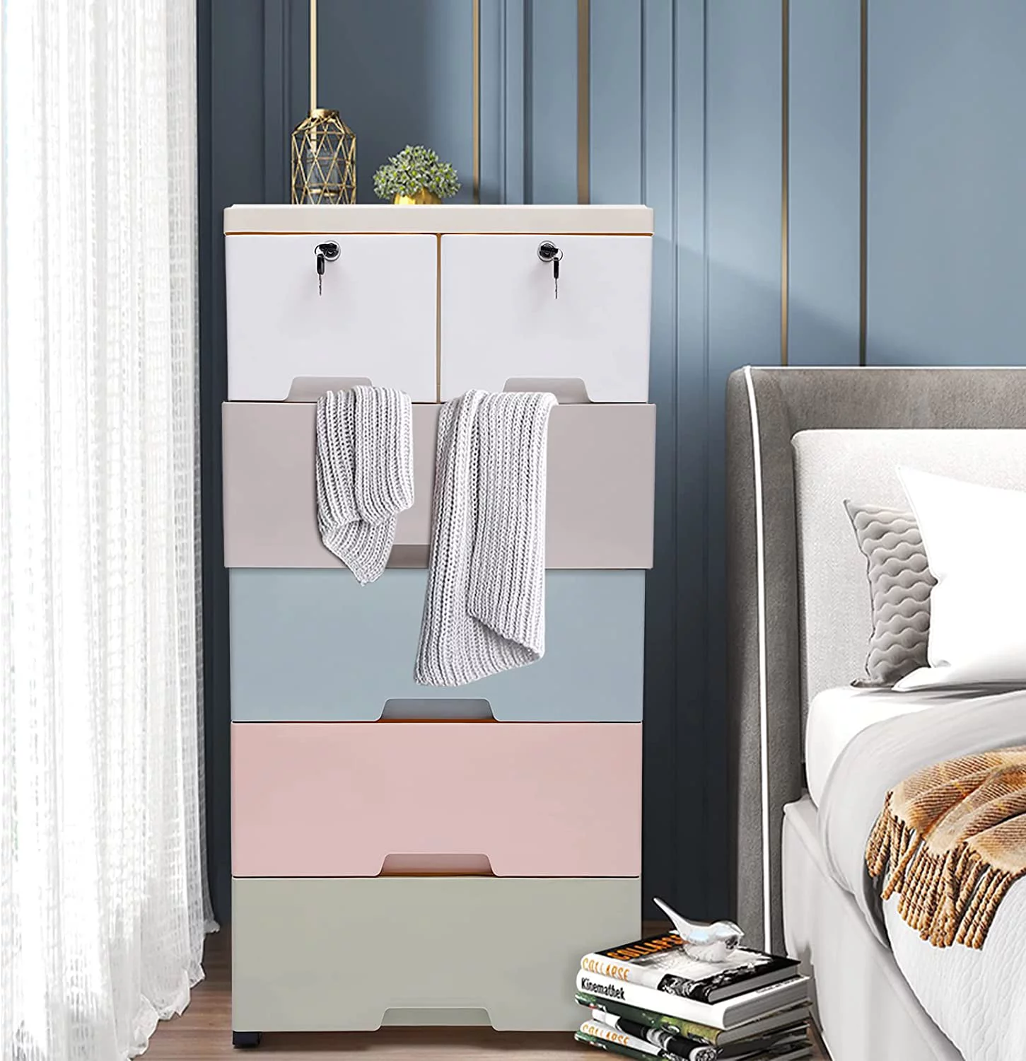 Miumaeov Plastic Drawers for Clothes, Storage Cabinet with 6 Drawers, Closet Drawers Tall Dresser Organizer for Clothes, Living Room