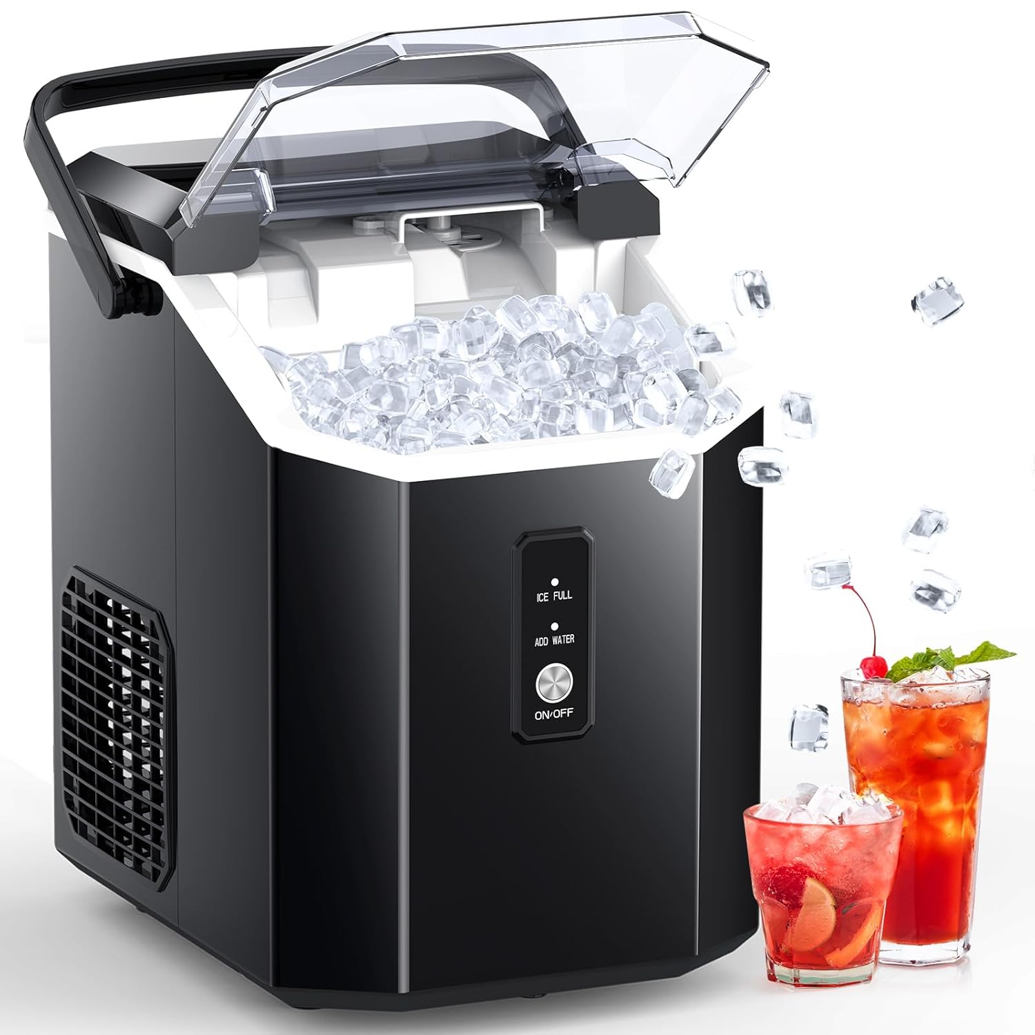 Joy Pebble Ice Maker Countertop, 10,000pcs/33lbs/Day, Portable Handheld Nugget Ice Maker Machine with Handle, Self-Cleaning