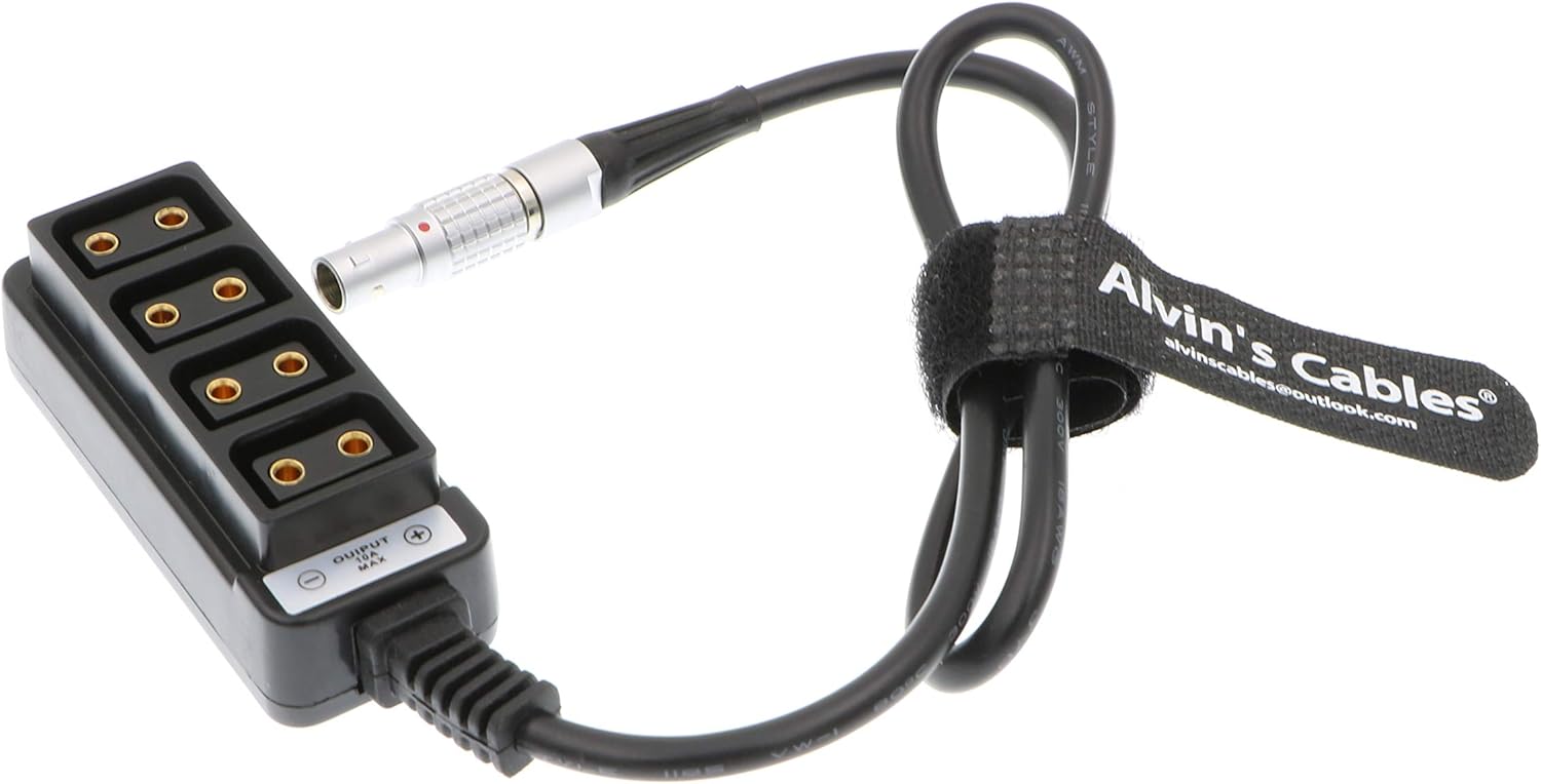 Alvin's Cables 2 Pin Male to 4 D Tap Female Splitter Cable for ARRI RED DSMC2 Jetpack RTmotion Sidekick Pack of 2
