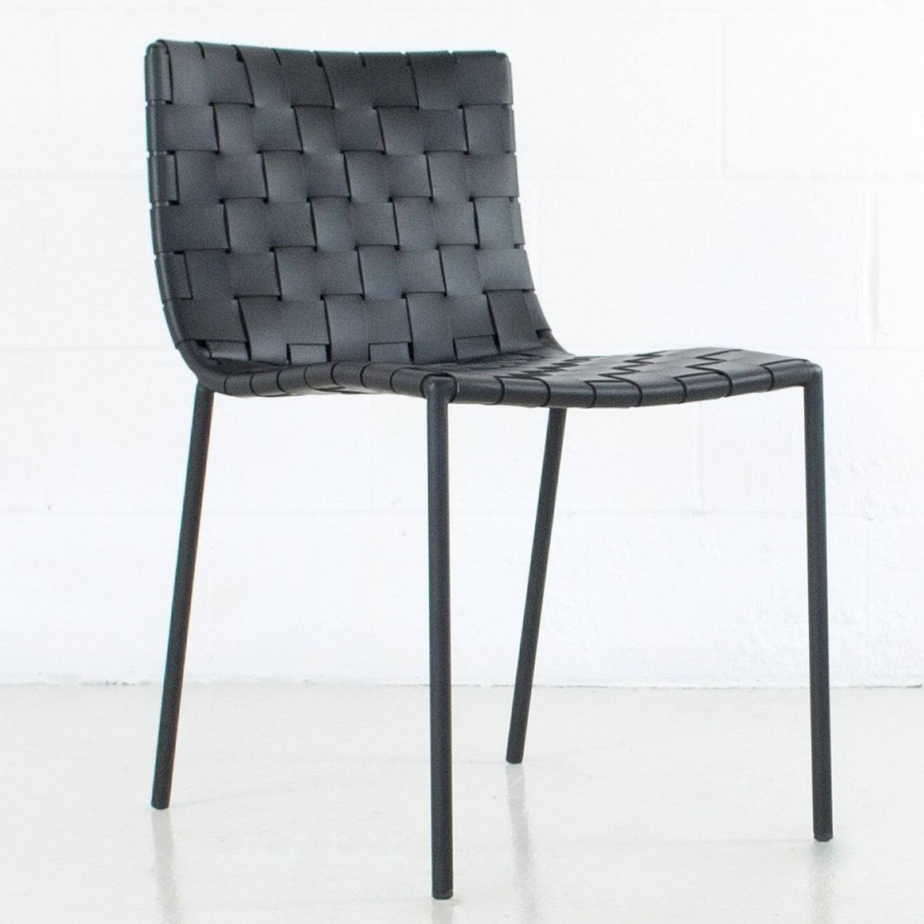 Elite Living Soho Mid-Century Modern Leather Weave Dining Chair - Single - Black - Dining Height