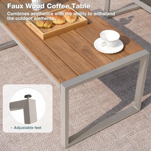 Patio Furniture Set, 4 Pieces Outdoor Patio Furniture with Coffee Table Set