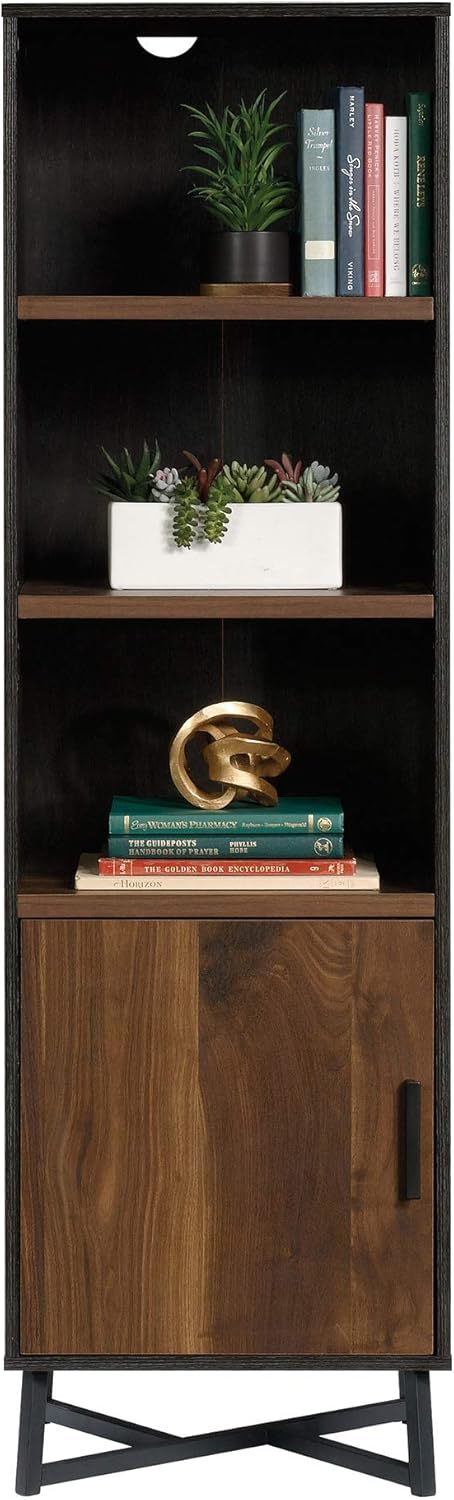 Sauder Canton Lane Bookcase with Door, L: 17.99 x W: 15.55 x H: 60.12, Brew Oak Finish