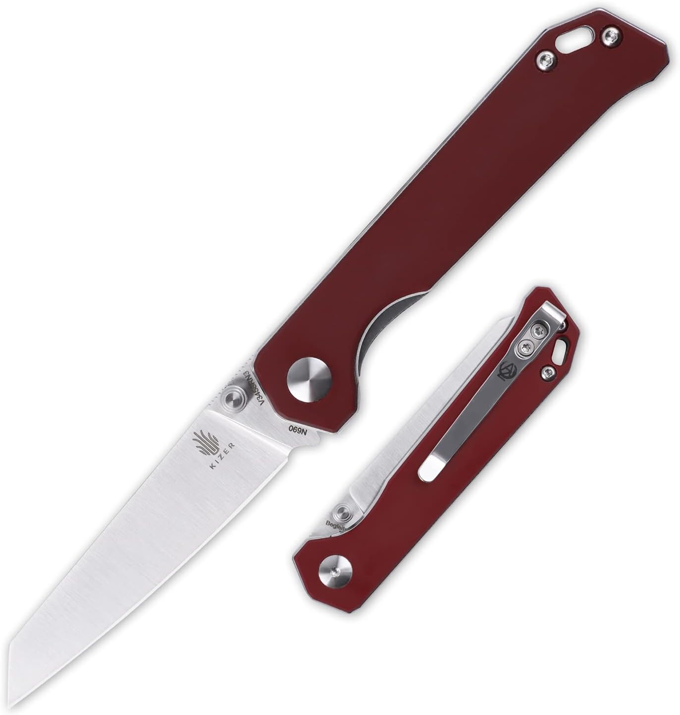 Kizer Begleiter Mini, Small EDC Folding Pocket Knives, Micarta Handle with 2.8 Inches N690 Blade, Thumb Stud, Deep Carry