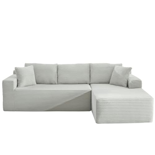 105 Inch Cloud Sectional Couch,Modern Modular Sectional Sofa with Deep Seat,Corduroy Boneless Couches with L-Shape Chaise for Living Room Bedroom