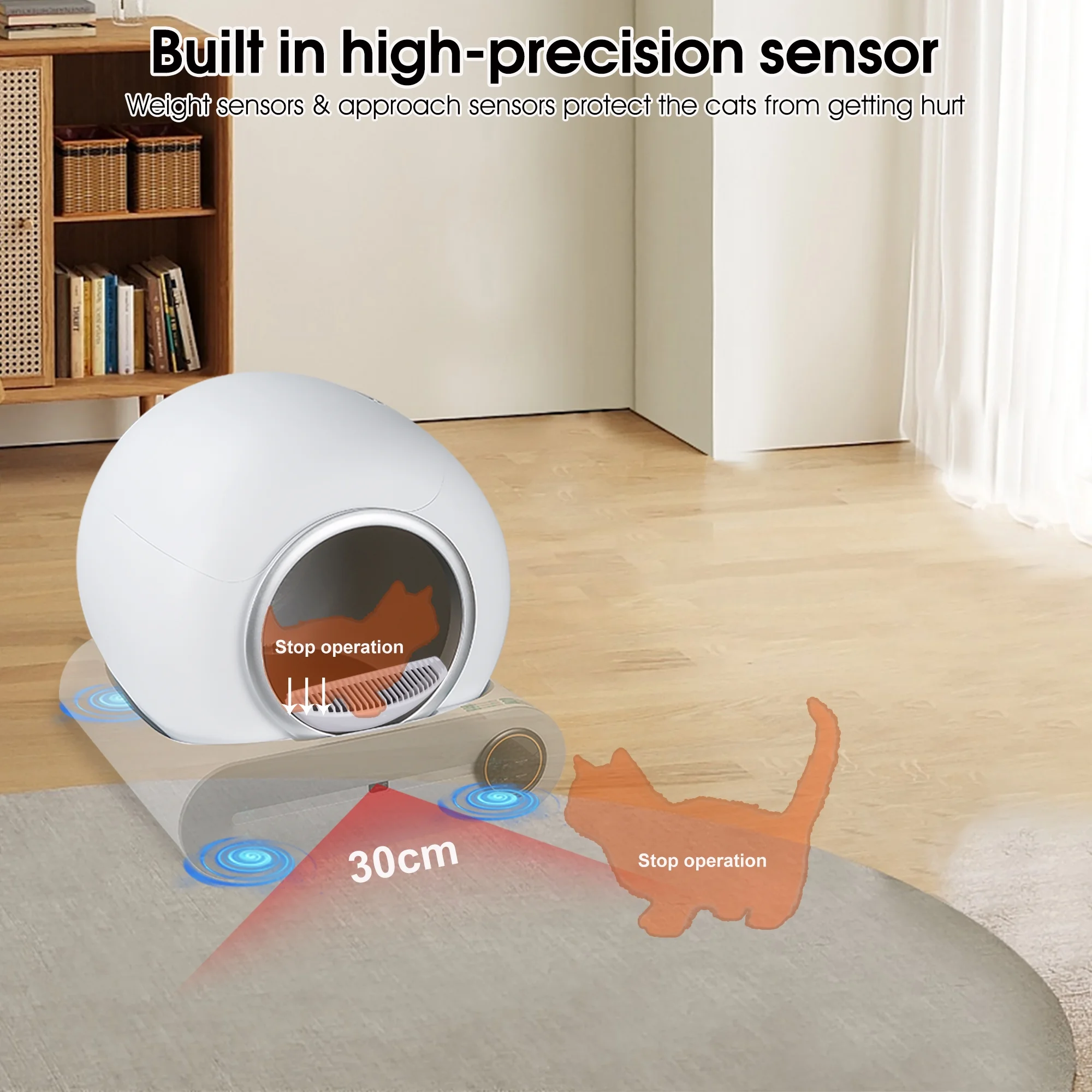 TAKOYI Self Cleaning Litter Box, Automatic Cat Litter Box with App Control Support, Integrated Safety Protection Smart Auto Cat Litter Box with Liner