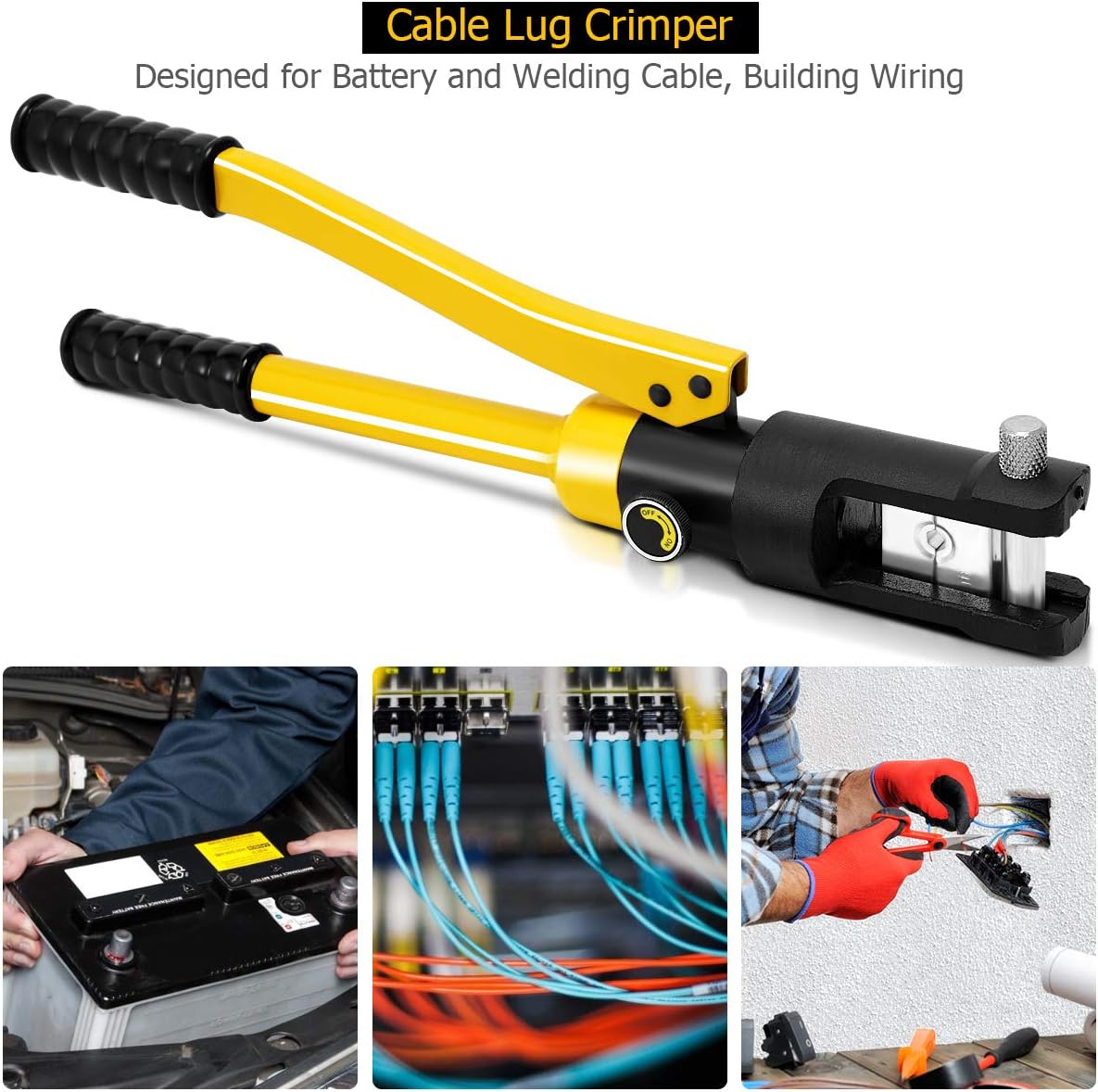 Goplus 16 Ton Hydraulic Wire Crimper Battery Cable Lug Terminal Crimping Tool w/ 11 Dies Pack of 2