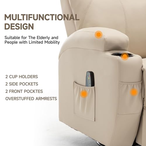 Recliner Chair, Rocking Chair with Massage and Heat, 360° Swivel Recliner Chairs for Adults