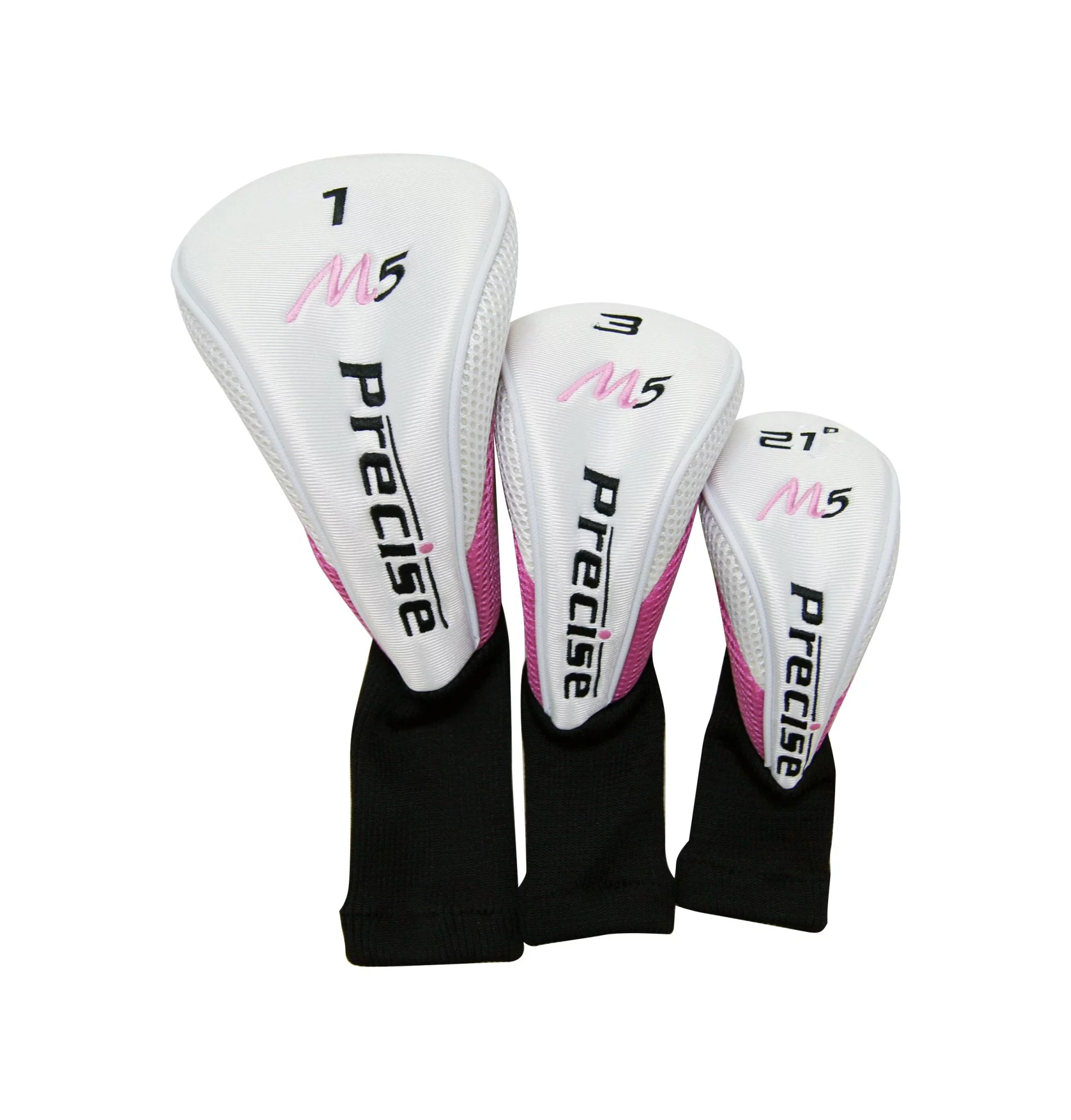 top line ladies pink right handed m5 golf club set, includes: driver, wood, hybrid, no. 5,6,7,8,9, pw stainless steel irons, putter