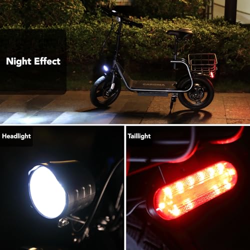 Caroma Peak 500W/800W/1200W Electric Scooter with Seat for Adults,up to 30 Miles&20MPH, 14" Fat Tire