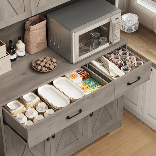 HOSTACK 71" Pantry Cabinet with Charging Station, Tall Kitchen Pantry Storage Cabinet with Microwave Stand