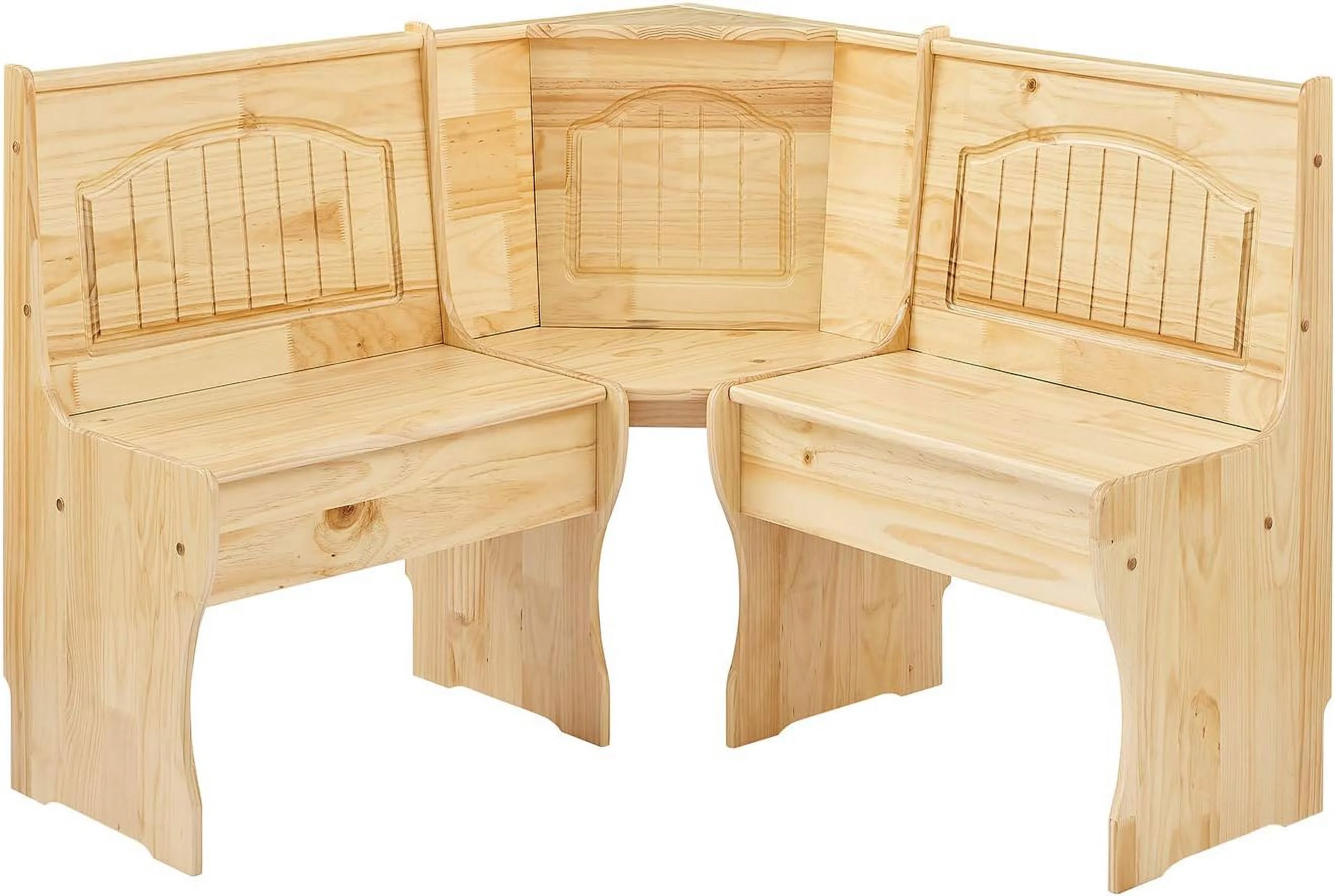 Traditional 3 Piece Solid Wood Breakfast Nook Dining Table Set With Side Bench, Hidden Storage Nook Table Set For Small Space