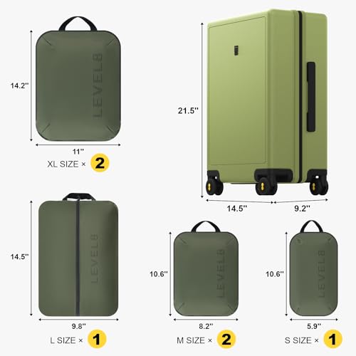 LEVEL8 Hard Shell Carry on Luggage Airline Approved, Carry-on Suitcases with Wheels, Lightweight Luminous Textured Hardside Travel Bag with Tsa Lock