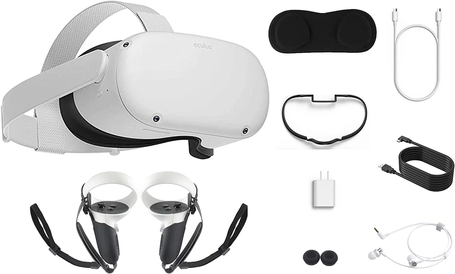 2022 Meta Oculus Quest 2 All-In-One VR Headset, Touch Controllers, 256GB SSD, 1832x1920 up to 90 Hz,3D Audio, Earphone,10Ft Link Cable, Grip Cover