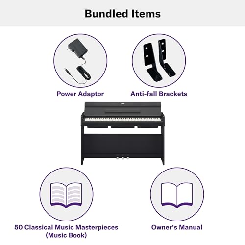 Yamaha Arius, 88-Key Weighted Action Digital Beginner and Intermediate Players, Dynamic Response, Grand Piano Sound, 3-Pedal Unit, Upright Design