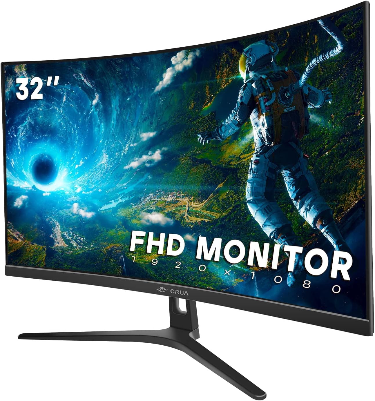 CRUA 32 inch 165Hz Ultrawide Monitor, Curved Gaming Monitor, PC Monitor FHD 1080P Monitor, 1800R Display, 1ms GTG, Freesync and Low Motion Blur