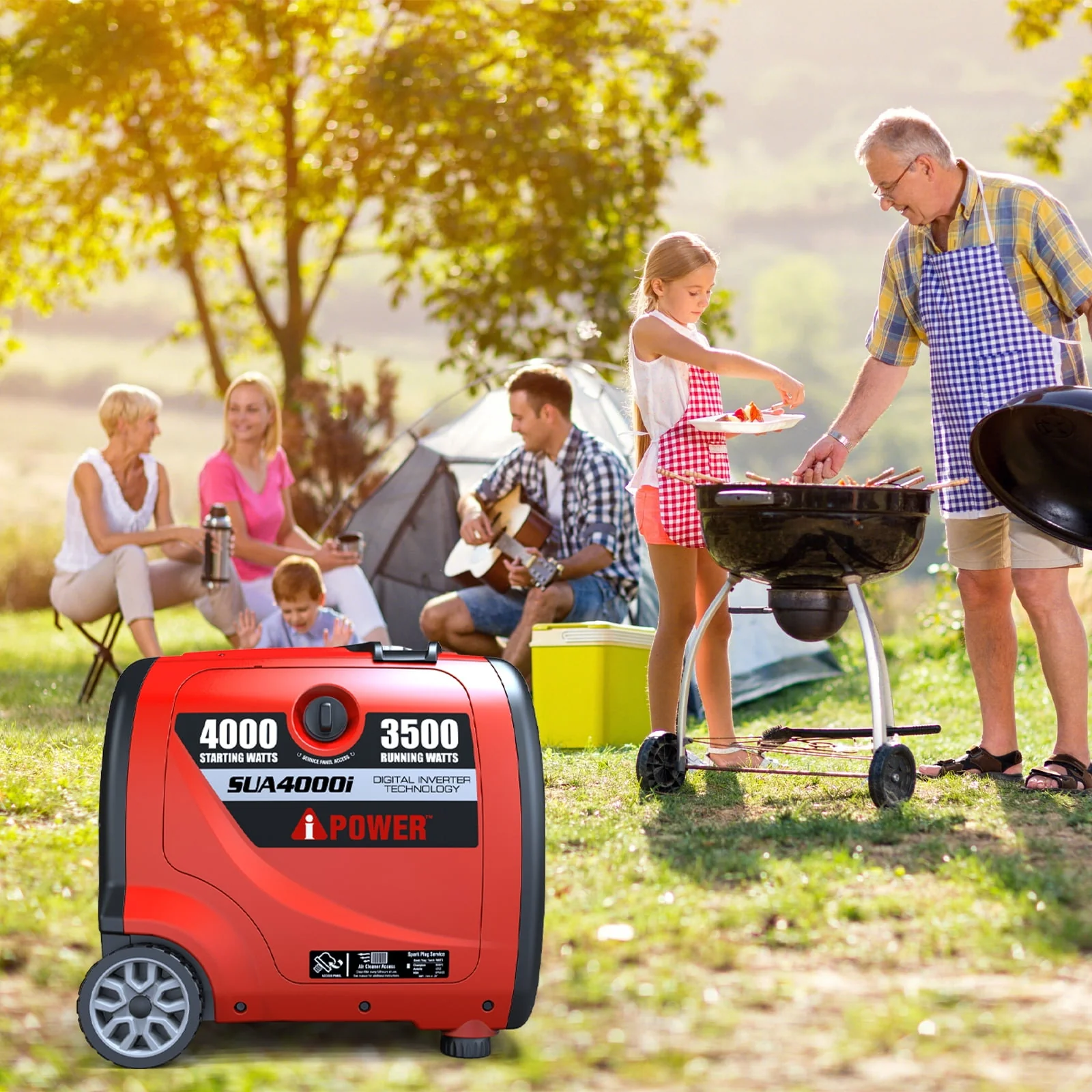A-iPower  4,000-Watt Portable Inverter Generator Gas Powered, RV Ready for Camping, Tailgate, or Home Emergency