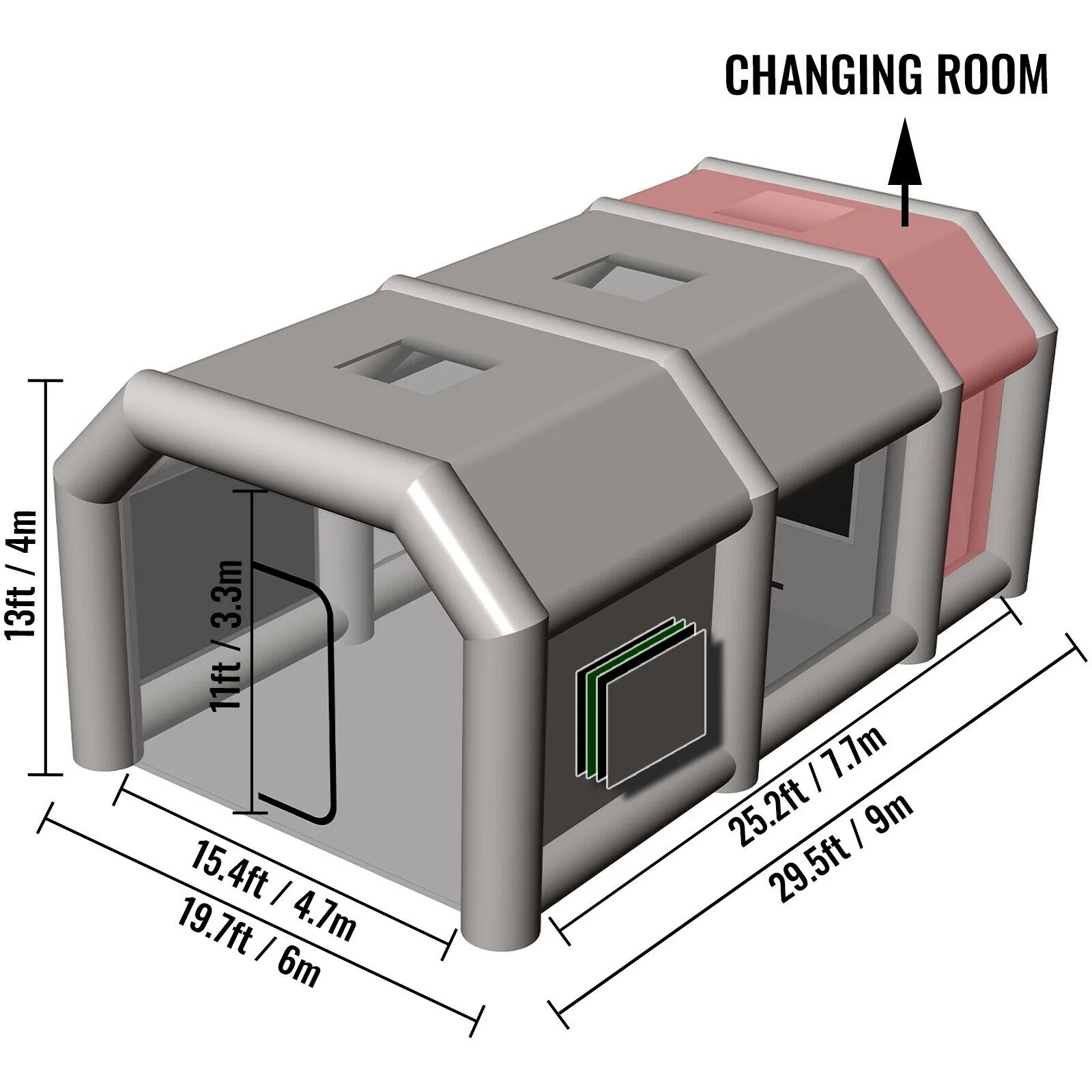 Painting Tent Workstation Inflatable Spray Paint Booth 30x20x13FT with 2 Blowers 950W and 350W