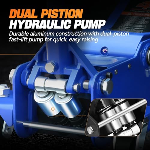 Auto Dynasty 4 Ton Low Profile Floor Jack, Heavy Duty Steel Hydraulic Car Jack with Dual Pistons Quick Lift Pump, Hydraulic Racing Floor Jack