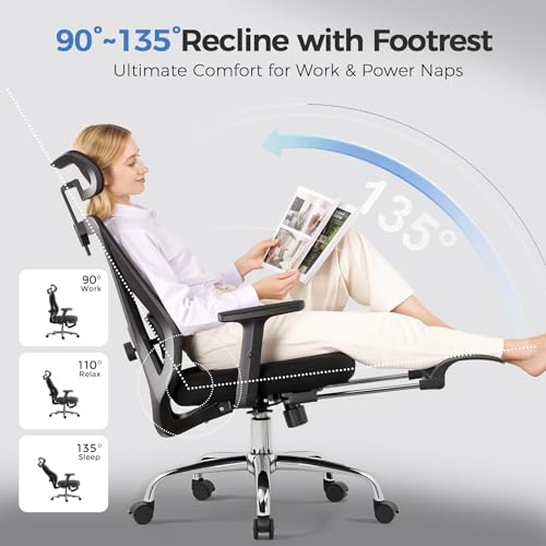 COMHOMA Office Chair Ergonomic Big and Tall Gaming Chair 350 LBS with 3D Adaptive Lumbar Support & Headrest