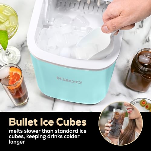 Igloo Electric Countertop Ice Maker Machine - Automatic and Portable - 33 Pounds in 24 Hours - Icecube Maker - Plastic Scoop and Basket