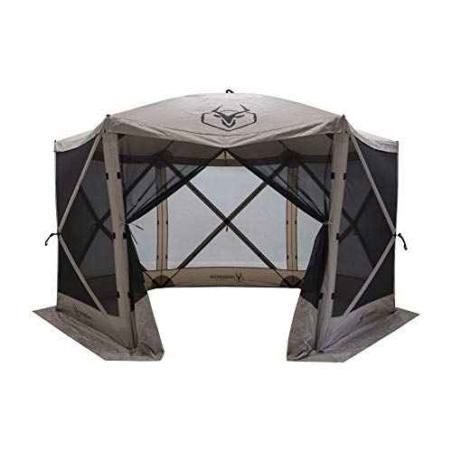 Gazelle Tents&trade;, G6 6-Sided Portable Gazebo, Easy Pop-Up Hub Screen Tent, Waterproof, UV Resistant, 8-Person & Table, Desert Sand