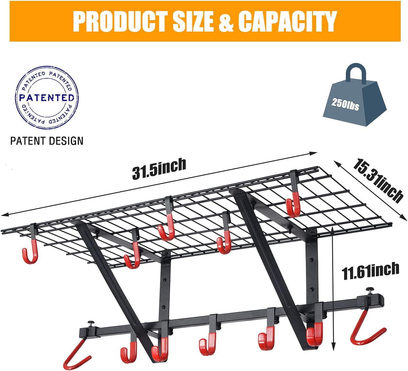 PLKOW Garage Wall Shelving 1 Pack Includes Bike Hooks, Wall Shelves Garage Organizer with Vertical Bike Hanger, Powder Coated Steel (1 Pack) Pack of 2