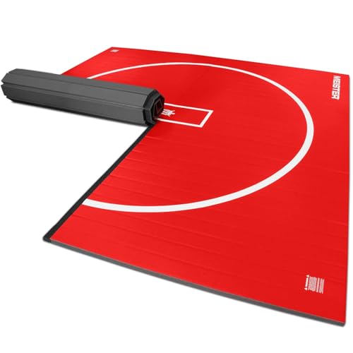 Meister FlexFloor Wrestling Mat - 10ft x 10ft Roll-Up Pro Training Mat for Home & Gym
