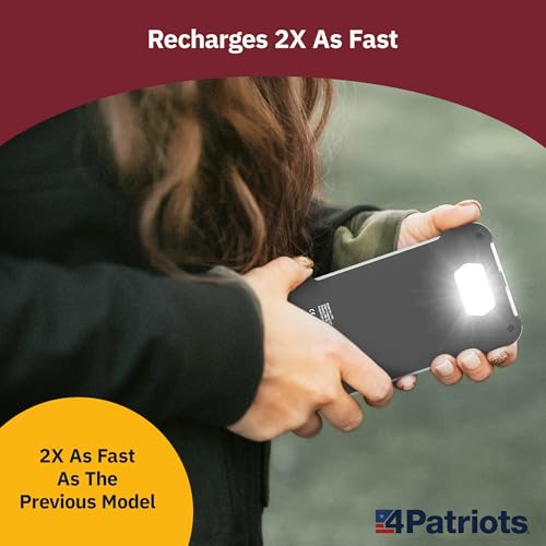 4Patriots Patriot Power Cell CX: Emergency Solar Power Bank with USB-C Fast-Charging Port - 4 Pack