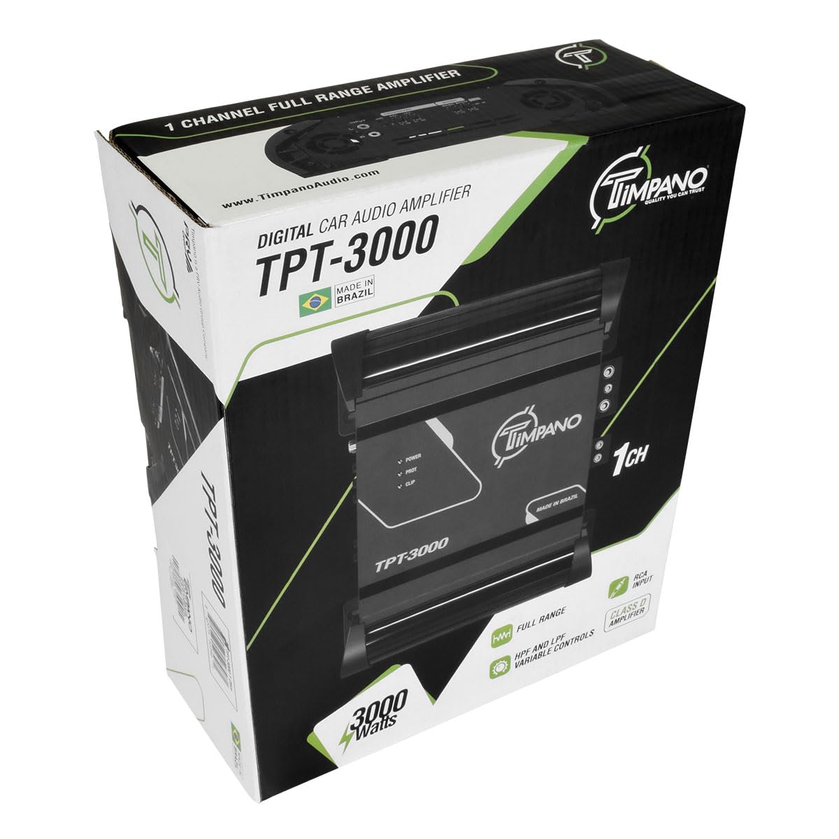 Timpano TPT-3000 1 Ohm Compact Amplifier 3000 Watts, 1 Channel, Full Range Amp Class D for The Installation of Car Speakers, Loudspeakers