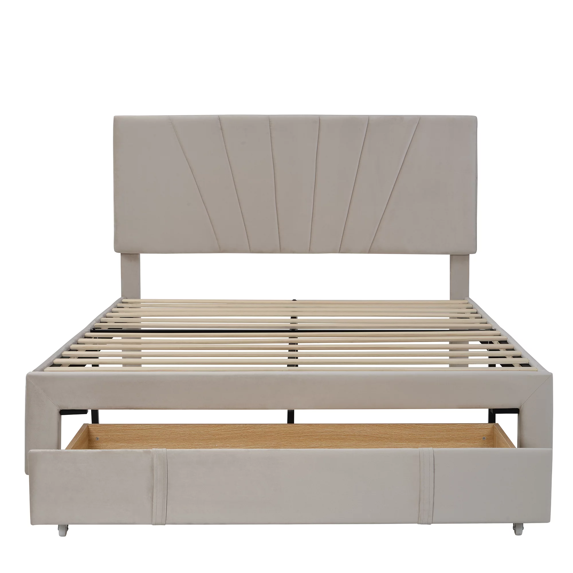 Queen Size Velvet Upholstered Platform Bed