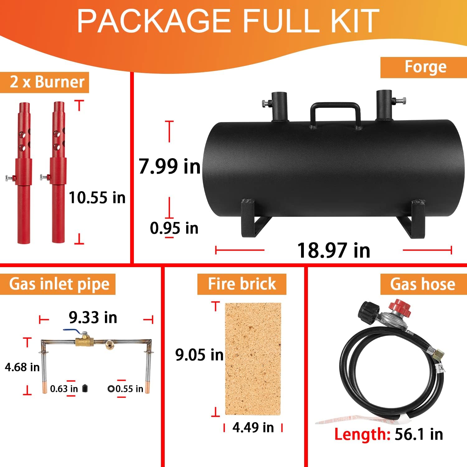 Double Burner Portable Propane Forge Large Capacity (19" x 6.75 x 3.5") Up to 2600&deg;F/1426&deg