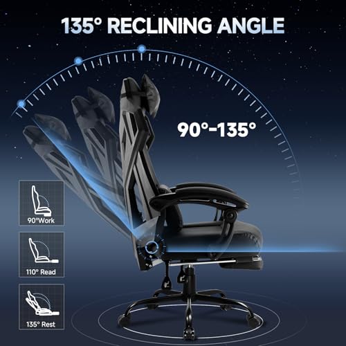 GTPLAYER Gaming Chair, Computer Chair with Mesh Back, Ergonomic Office Chair with Footrest