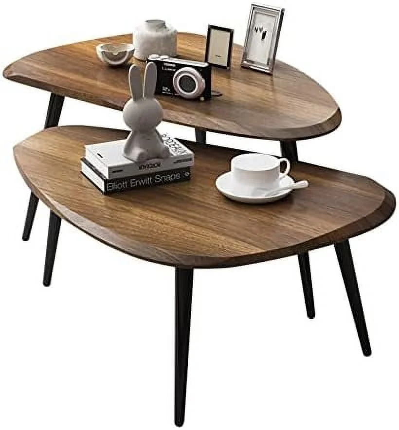 2 Sets of Scandinavian Light Luxury Living Room Irregular Coffee Table Wood Creative Sofa Side Bedside Table Modern Minimalist Balcony Coffee Table