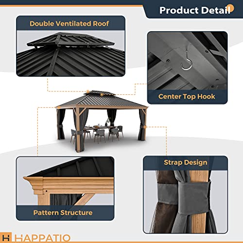 HAPPATIO 10' x 12' Hardtop Gazebo